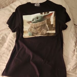Star Wars Black Tee with Baby Yoda Design